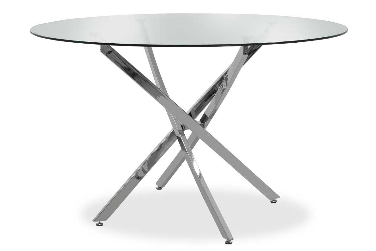 Τραπέζι στρόγγυλο Steve pakoworld με γυάλινη επιφάνεια διαφανές Φ120×74,5εκ