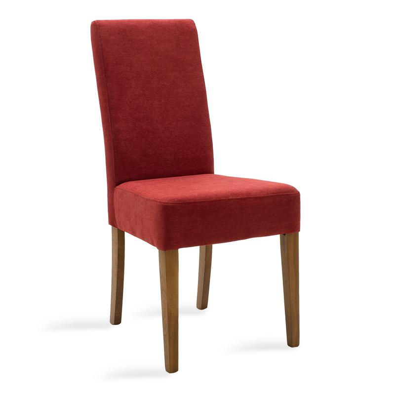 Καρέκλα Ditta pakoworld ύφασμα κόκκινο-πόδι μασίφ ξύλο καρυδίΣετ Των 2