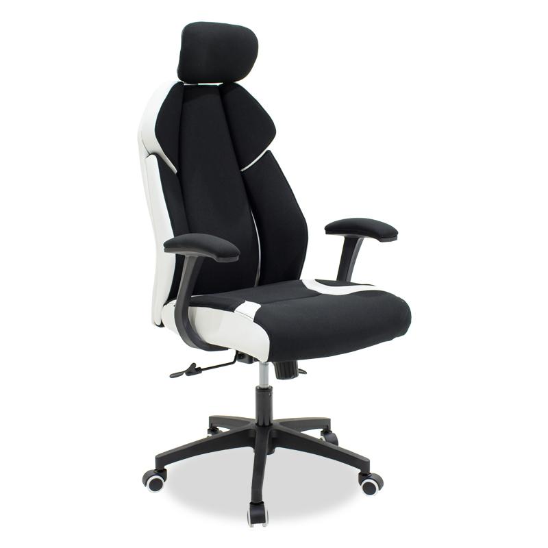 Καρέκλα γραφείου διευθυντή MOMENTUM Bucket pakoworld μαύρο υφάσμα Mesh-πλάτη pu λευκό