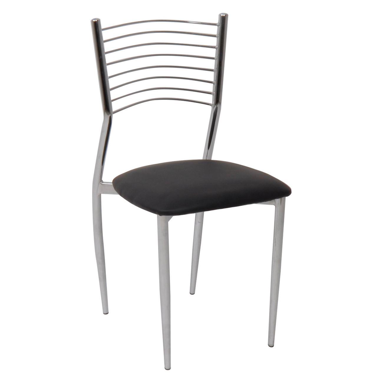 VIVIAN Καρέκλα Μέταλλο Χρώμιο / ΡVC Μαύρο
