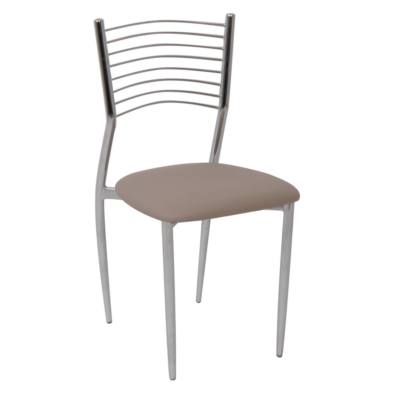 VIVIAN Καρέκλα Μέταλλο Χρώμιο / PVC Cappuccino