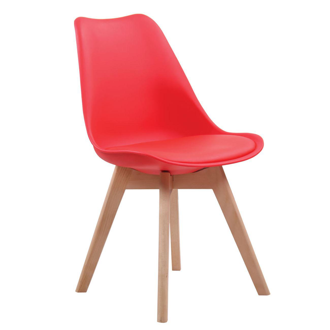 MARTIN Καρέκλα Ξύλο / PP Κόκκινο - Μονταρισμένη Ταπετσαρία