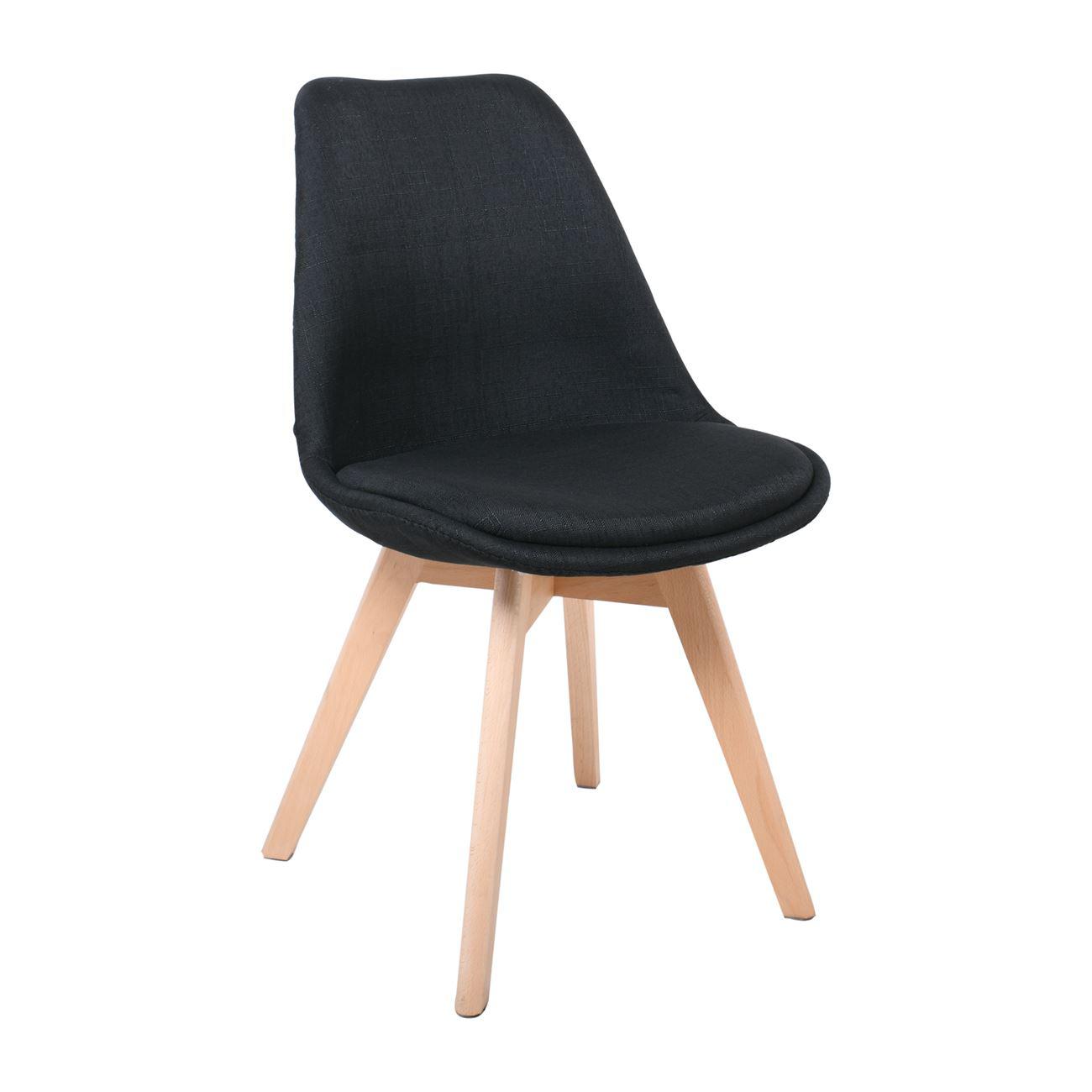 MARTIN Καρέκλα Ξύλο / Ύφασμα Μαύρο - Μονταρισμένη Ταπετσαρία