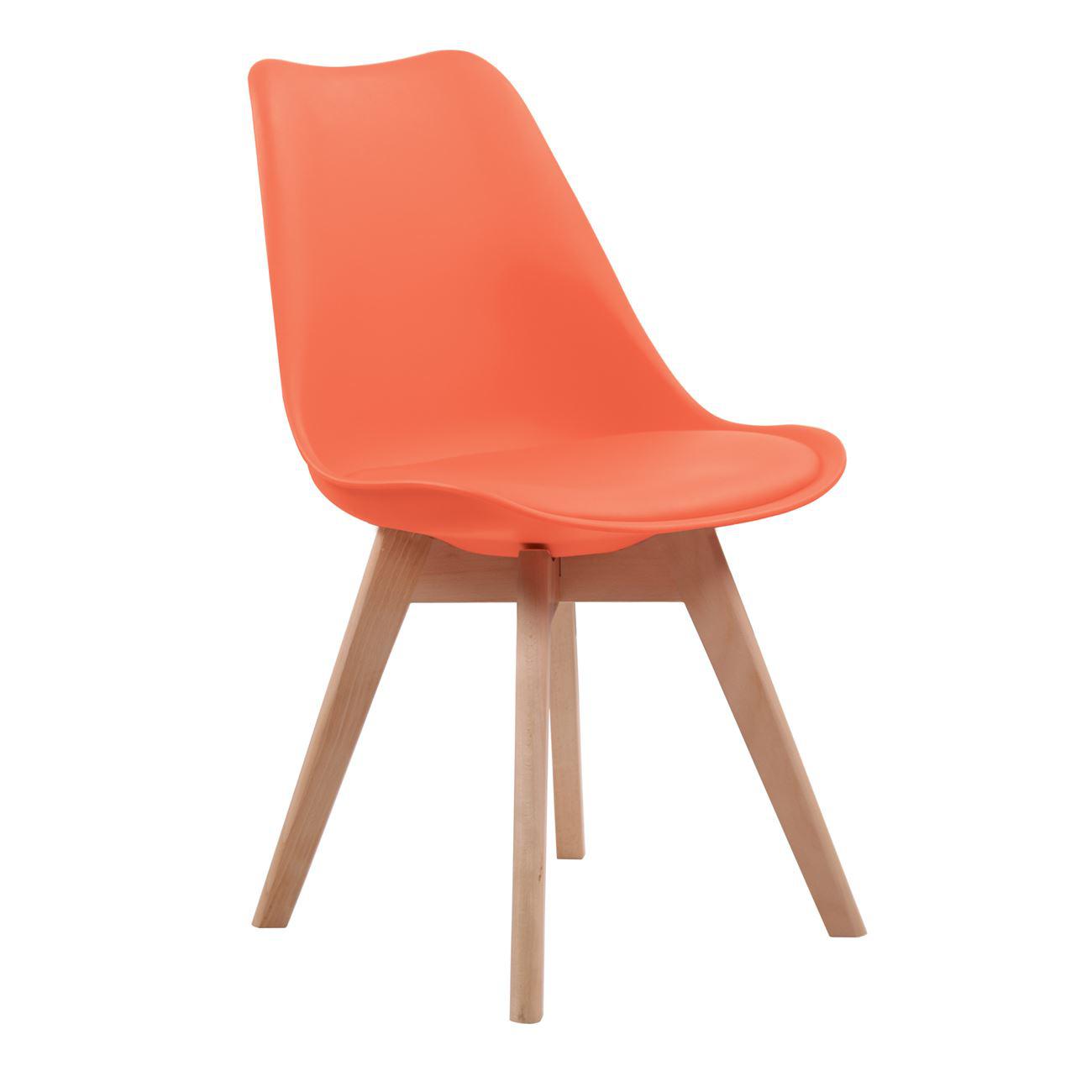 MARTIN Καρέκλα Ξύλο / PP Πορτοκαλί - Μονταρισμένη Ταπετσαρία