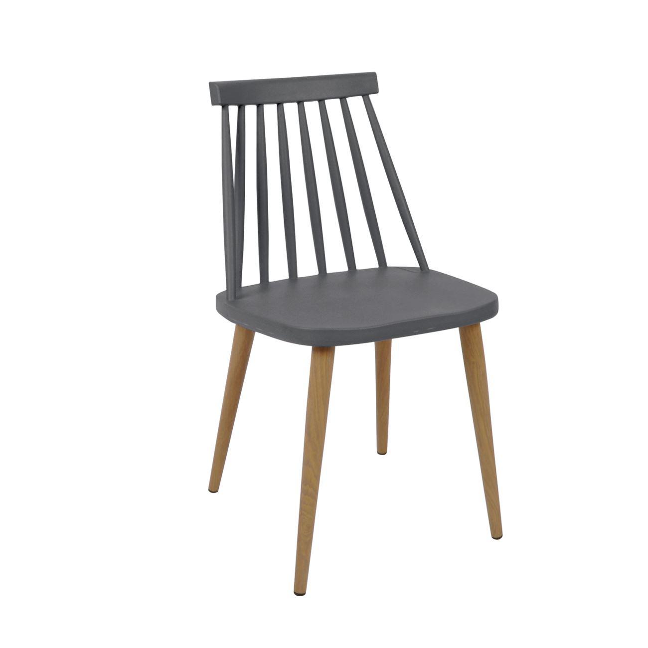 LAVIDA Καρέκλα Μέταλλο Βαφή Φυσικό / PP Ανθρακί