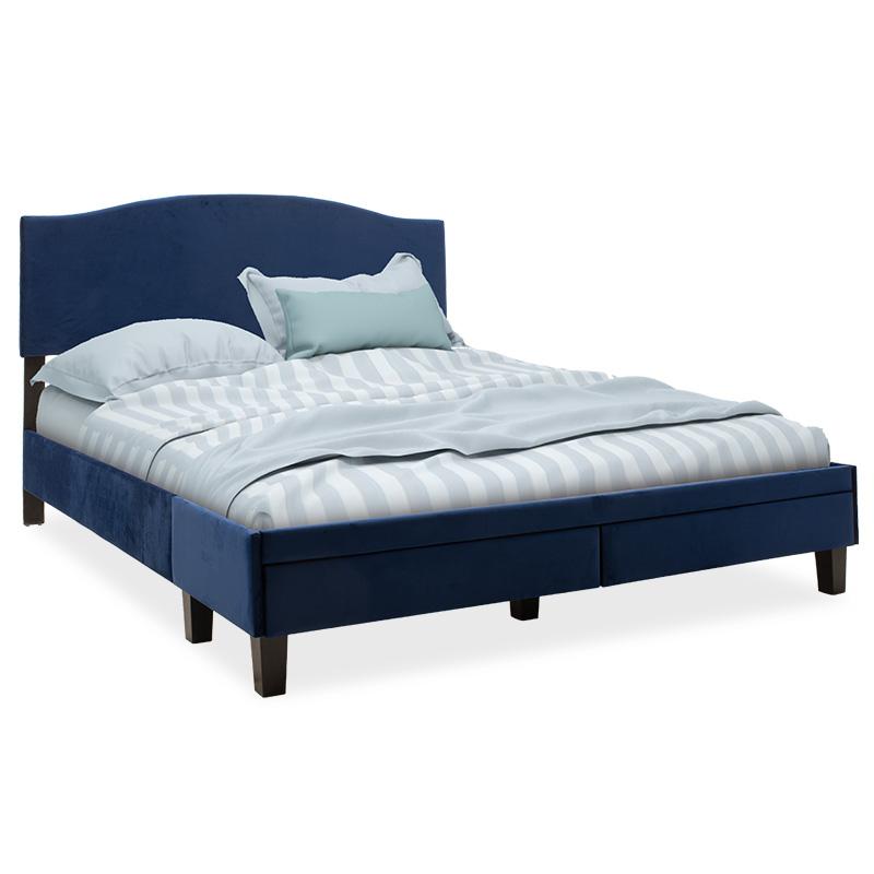 Κρεβάτι Isabella pakoworld διπλό βελούδο σκούρο μπλε 160x200εκ