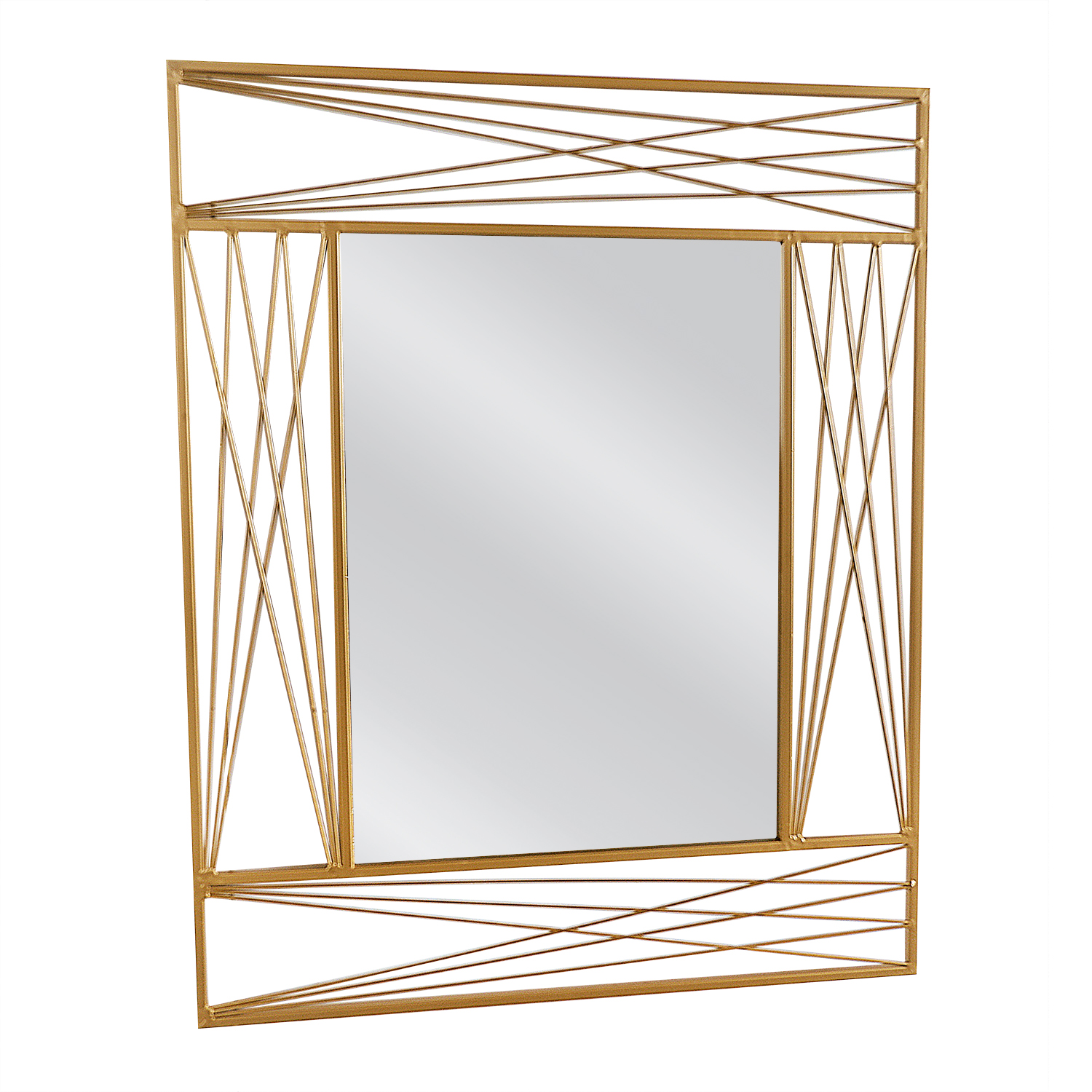 Artelibre Καθρέπτης Τοίχου ArteLibre ARAVIR Χρυσό Μέταλλο/Γυαλί 65x2x80cm