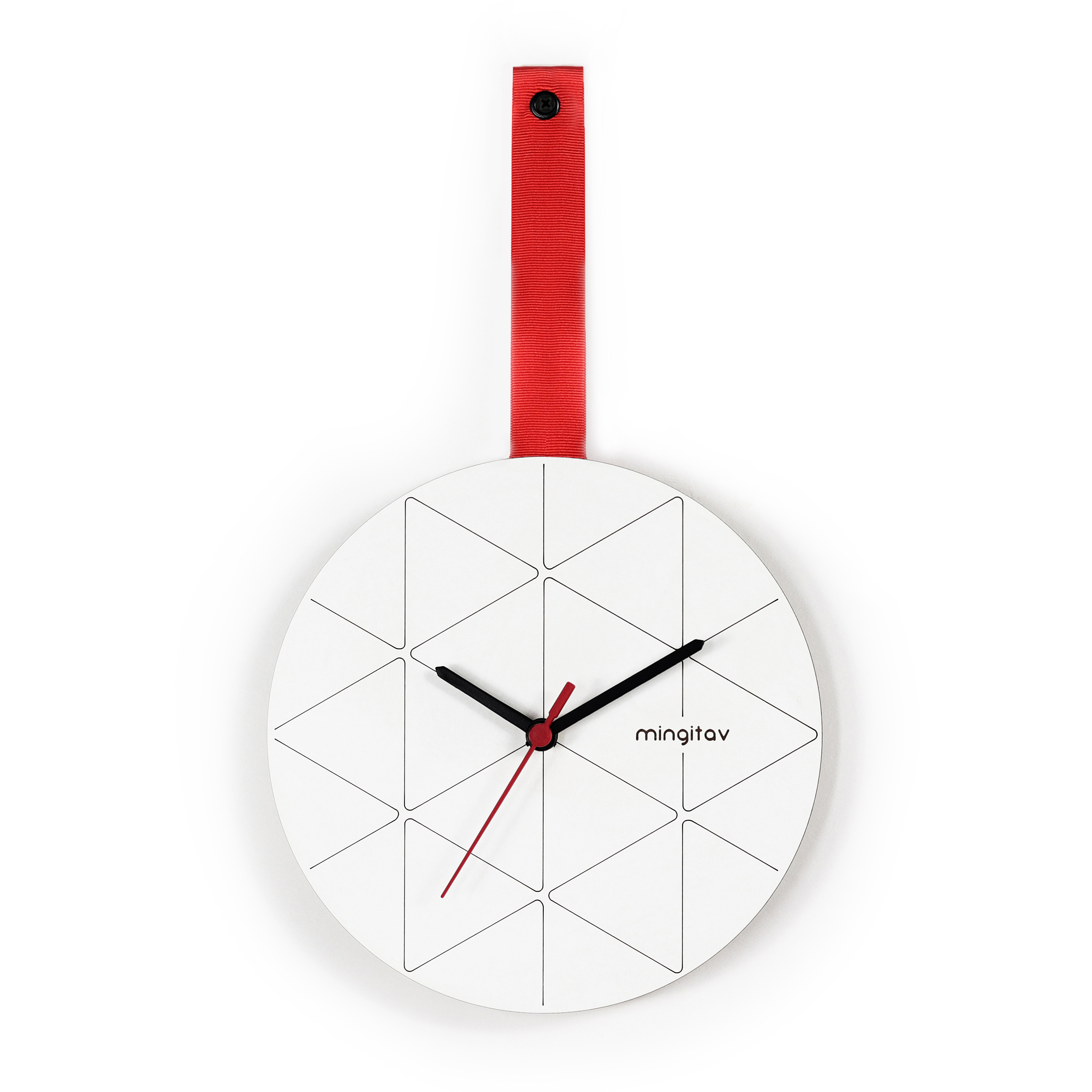 Artelibre Ρολόι Τοίχου MINUET Λευκό/Κόκκινο Ξύλο/Ύφασμα 23x23x2cm