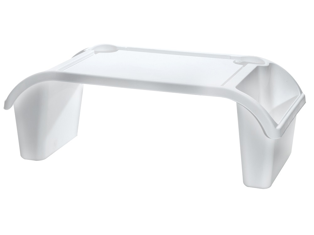 Artelibre Τραπεζάκι-Δίσκος Κρεβατιού ArteLibre Με Θήκες Για Ποτά Και Αντικείμενα Λευκό Πλαστικό 60x32x22cm